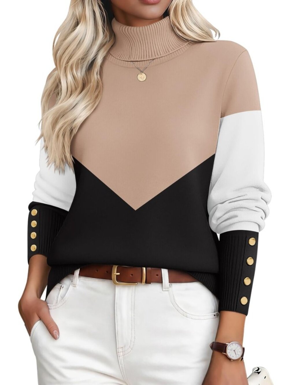 Womens Turtleneck Sweater Long Sleeve Pullover Fall Basic Jumper Top